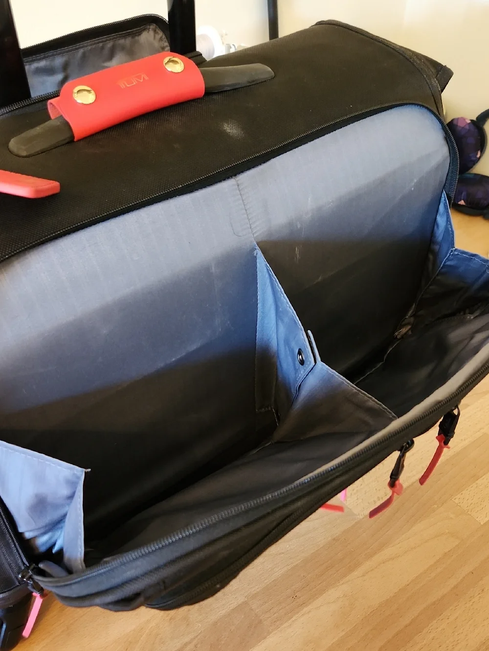 TUMI - Alpha Garment Carry On Bag- Black and Red Rolling Travel Duffel Bag